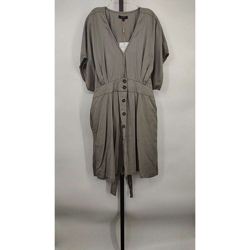 Quince Women Vintage Wash Tencel Button Front Dress Green XL